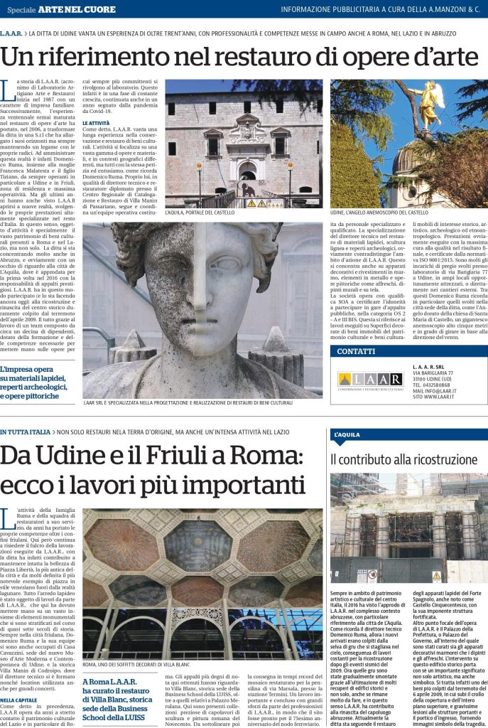 Un Riferimento nel restauro di opere d’arte – Gennaio 2021