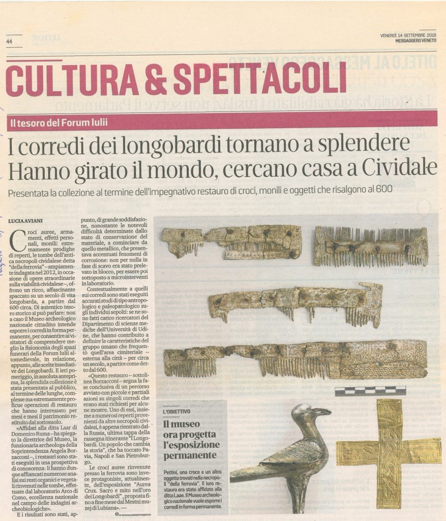 I corredi dei longobardi tornano a splendere. Hanno girato il mondo, cercano casa a Cividale – Settembre 2018