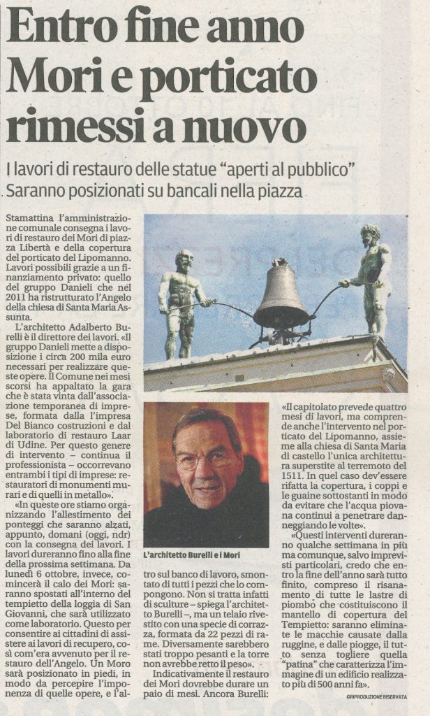 Entro fine anno Mori e porticato rimessi a nuovo – Settembre 2014