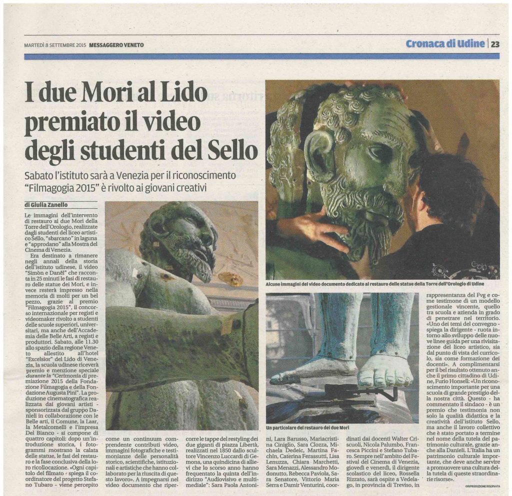 I due Mori al Lido premiato il video degli studenti del Sello
