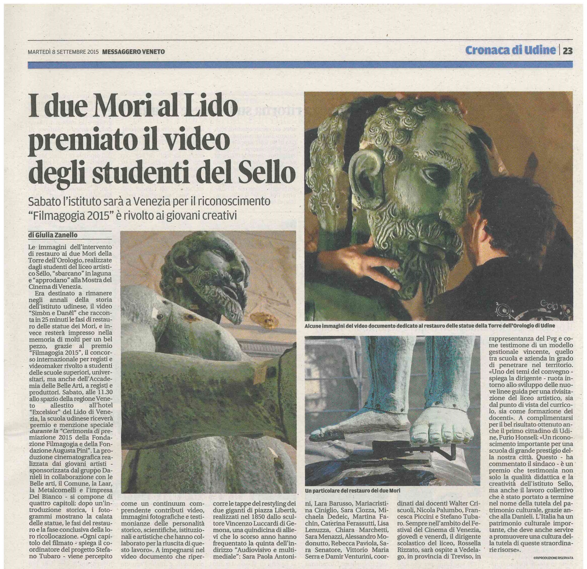 I due Mori al Lido premiato il video degli studenti del Sello
