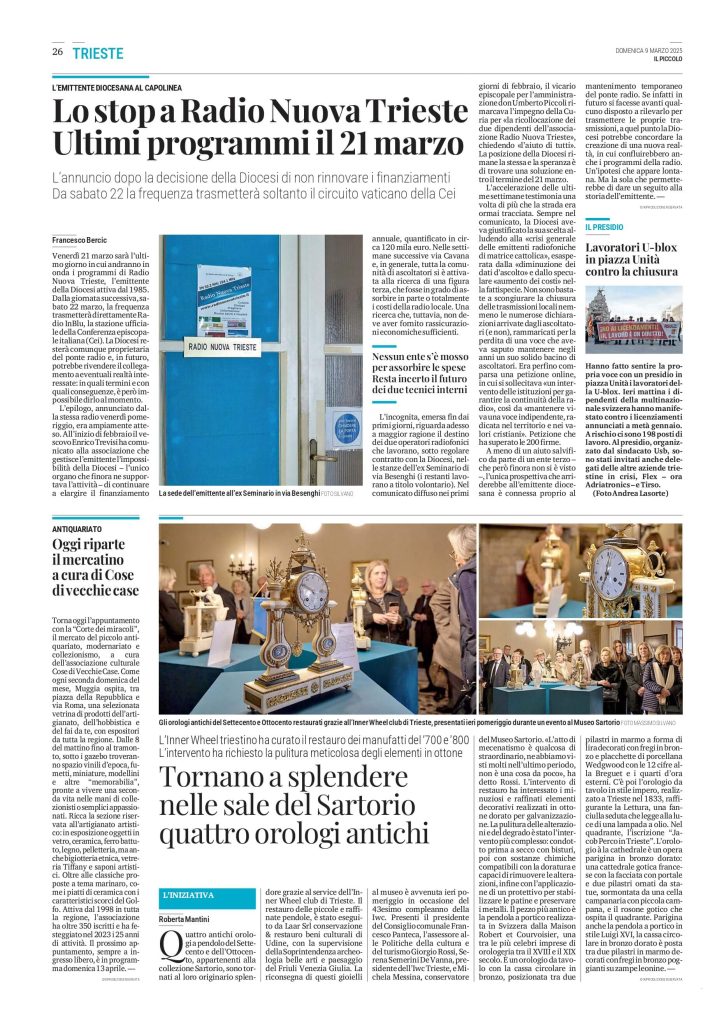 Tornano a splendere nelle sale del Sartorio quattro orologi antichi – Marzo 2025